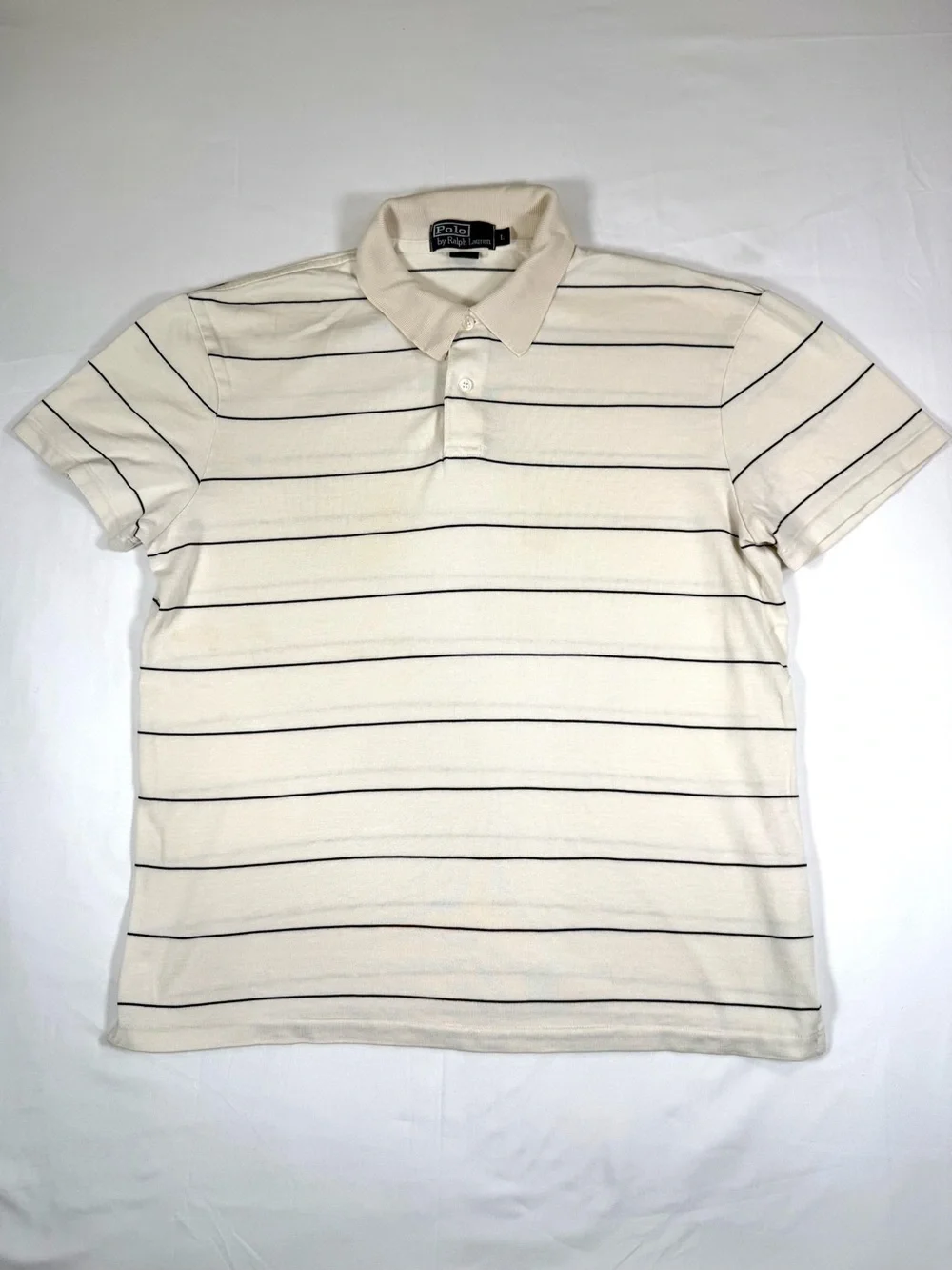 VINTAGE POLO RALPH LAUREN Mens Silk Cotton Polo Shirt L 90s Striped Preppy